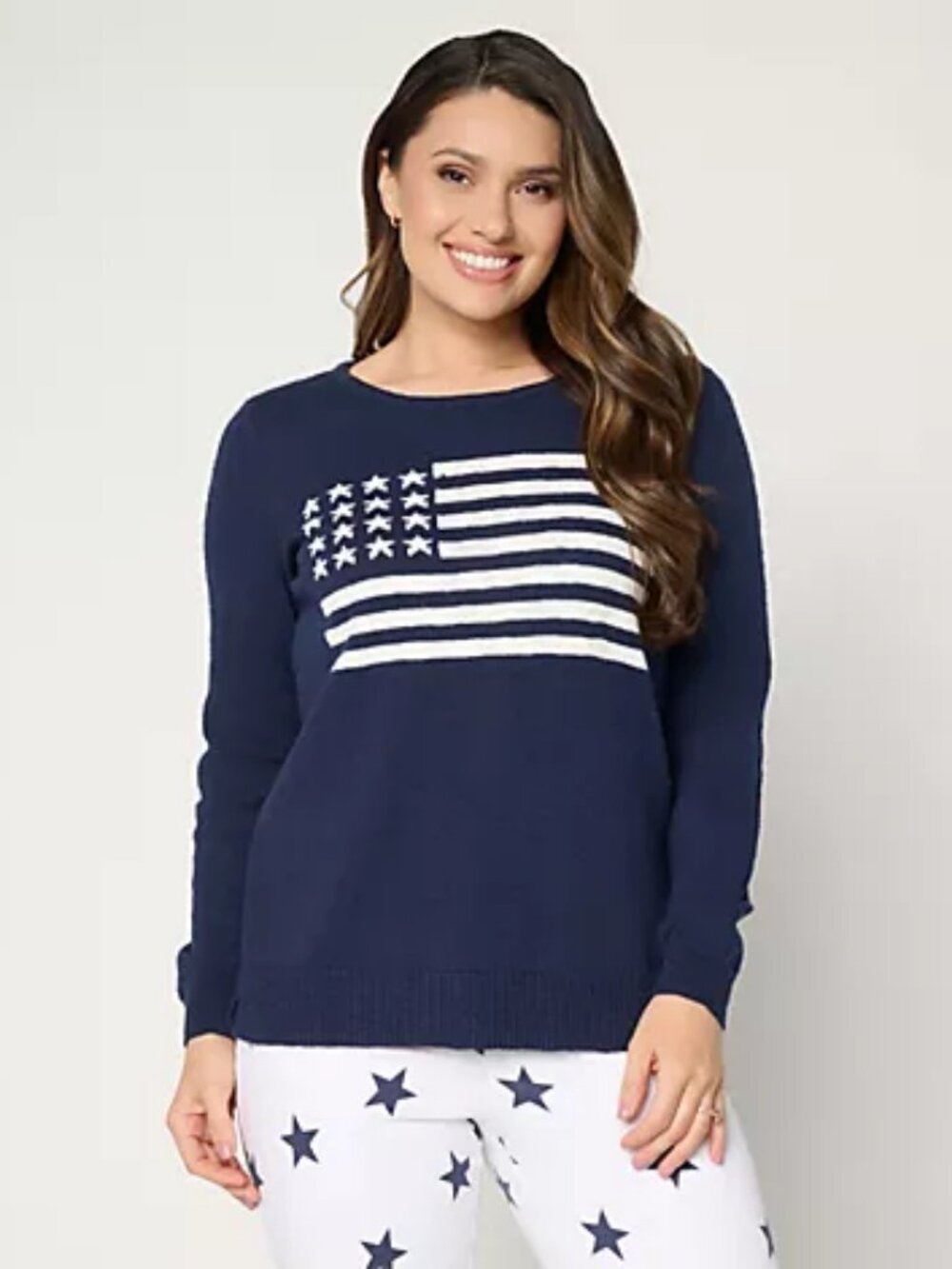 Belle by Kim Gravel America the Beautiful Slub Sweater, Twilight Sz L a721082